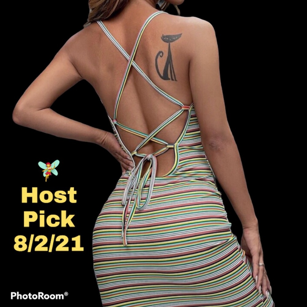 🔥SOLD🔥 NWT Shein bodycon backless striped cotton mini dress